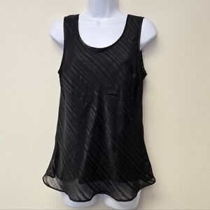 Cabernet Sleeveless Stripe Tank Top Blouse Black S